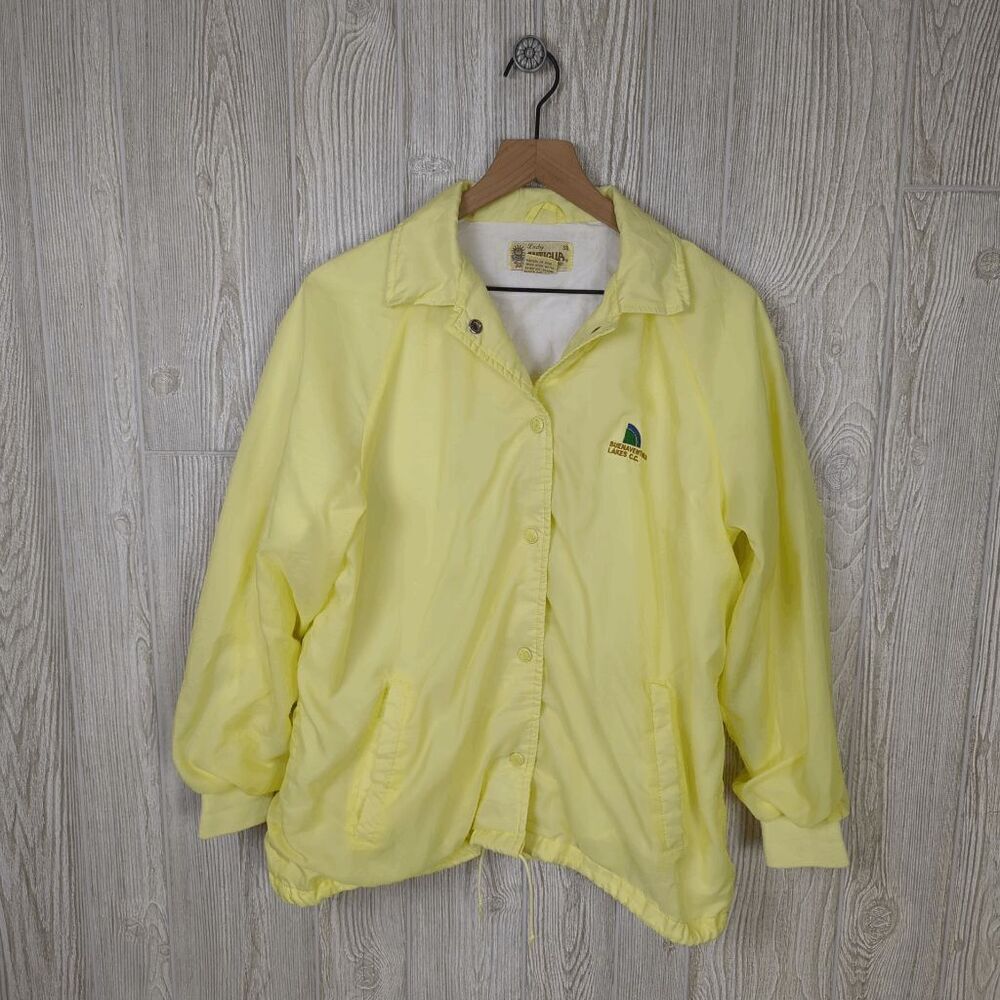 Vintage Lady Antigua Women Large Yellow Windbreaker Cotton Lined Buenaventura
